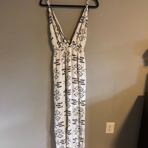 NWT- black and beige maxi dress, Deep V